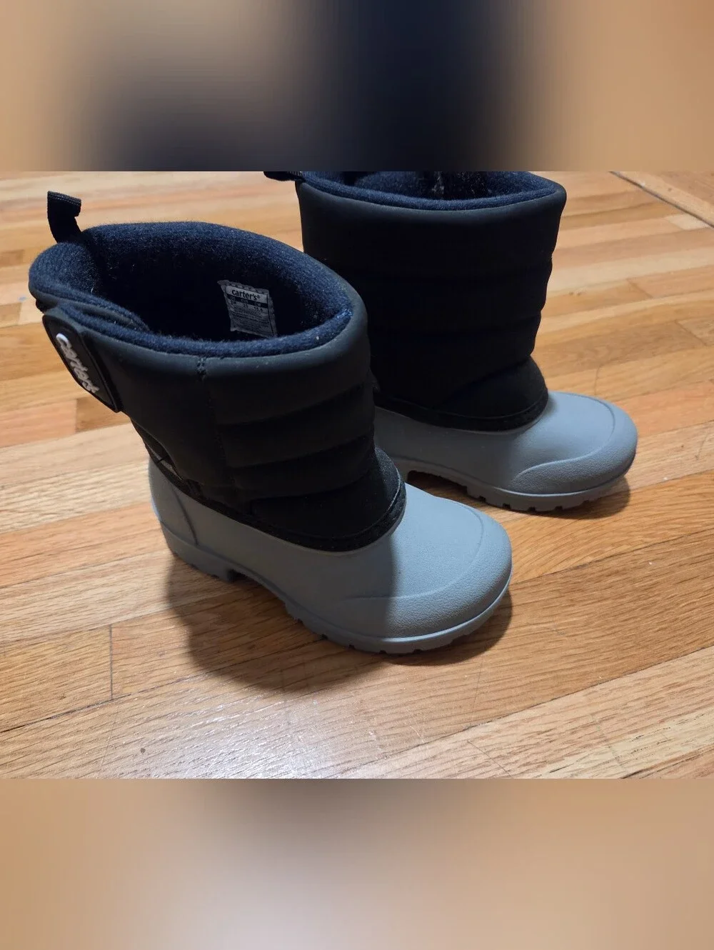 Carters Toddler Boy Kids Waterproof Winter Boots - Black and Gray / Size 9